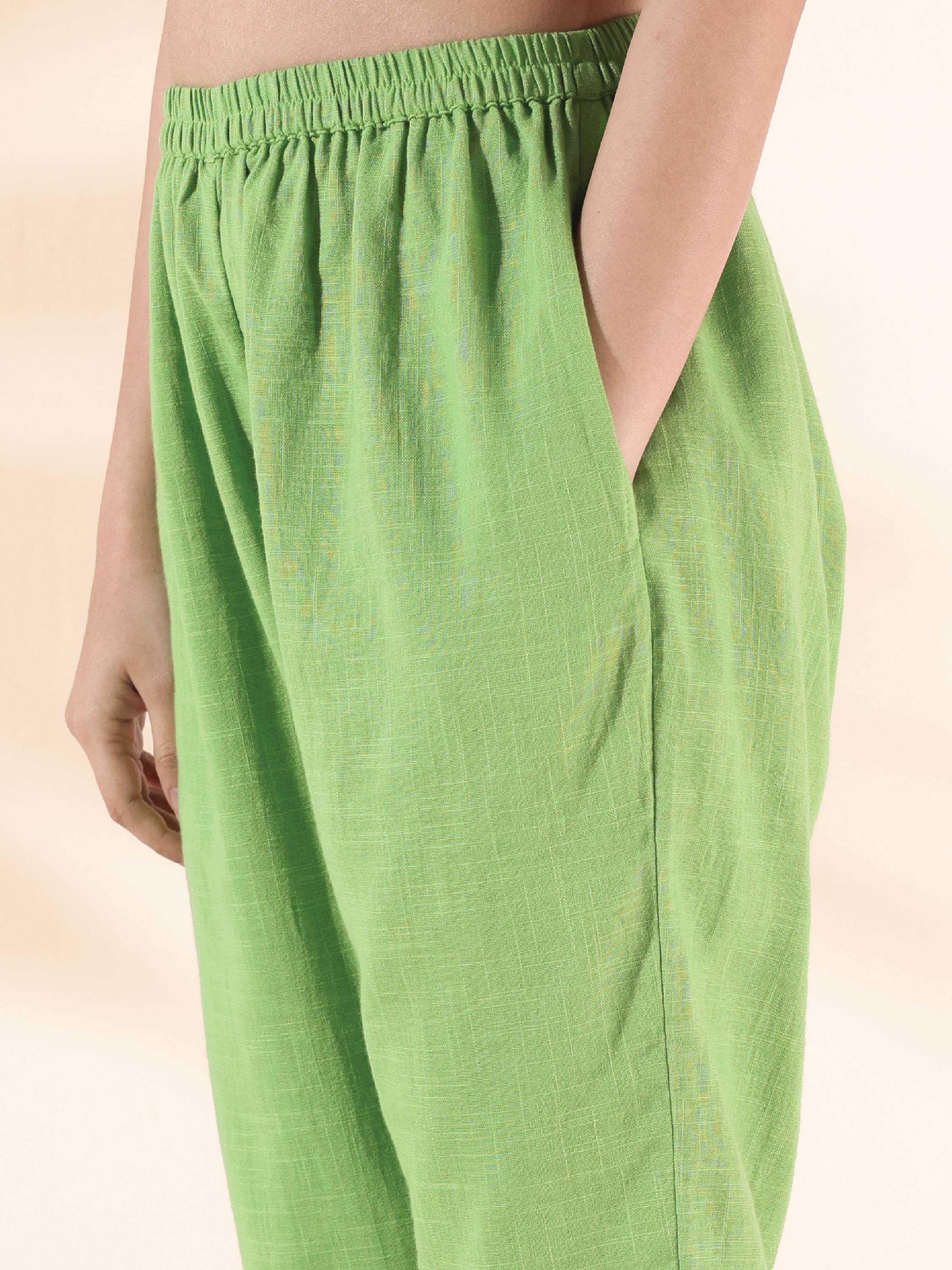 trueBrowns Green Cotton Dobby Shirt Co-ord Set - Distacart