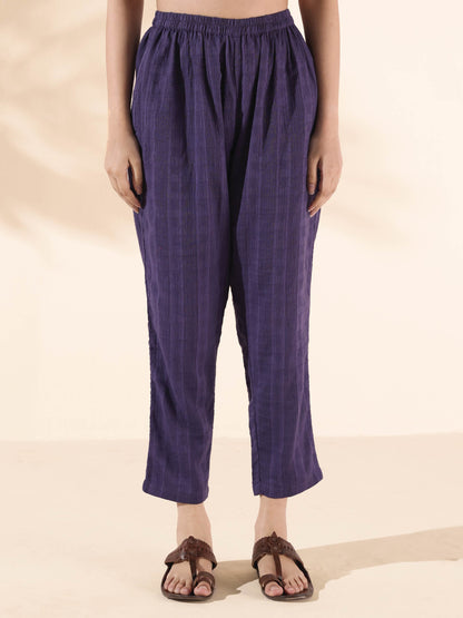 trueBrowns Purple Cotton Dobby Co-ord Set - Distacart