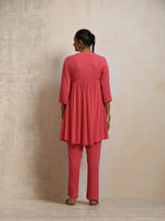Thumbnail for trueBrowns Peach Crinkle Flared Kurta Co-ord Set