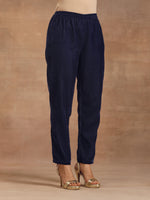 Thumbnail for trueBrowns Midnight Blue Velvet Solid Co-ord Set - Distacart