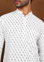 Thumbnail for Fabmade Ivory Glyph Kurta Shirt - Distacart