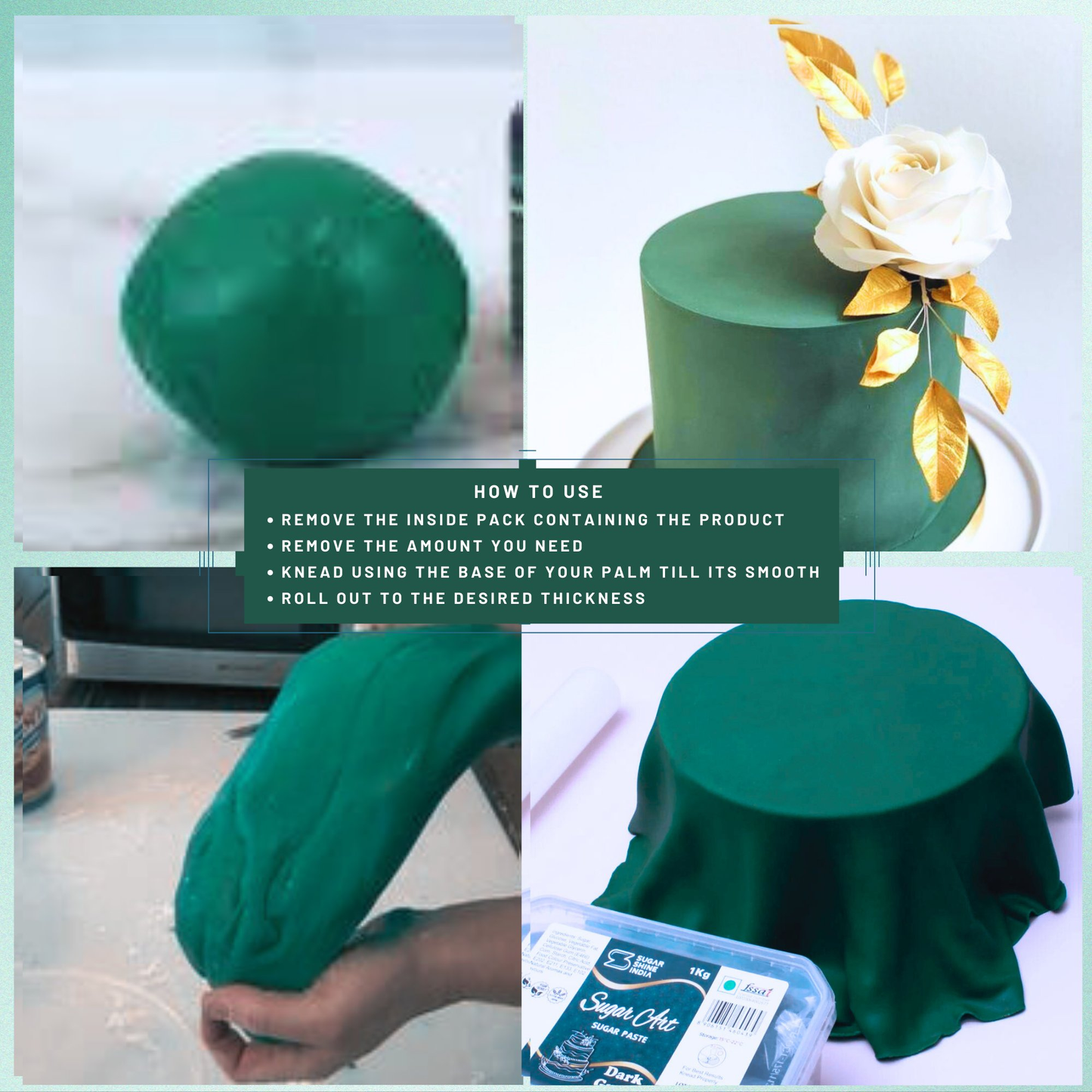 confect emerald green sugarpaste br b 250 gms b