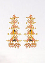 Thumbnail for New Partywear Orange Raja Rani Meenakari Drop Earrings for Womens by House of Ree - Distacart