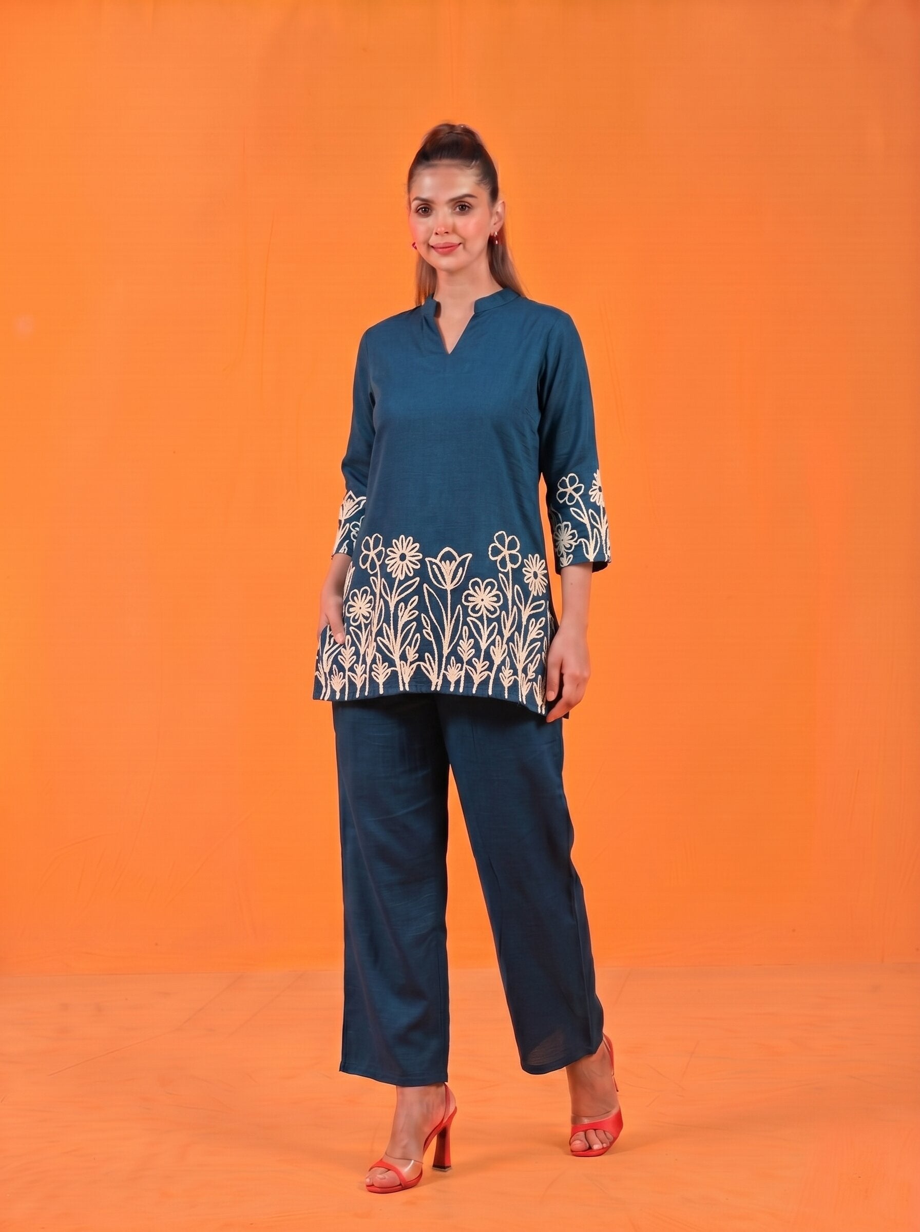 Anaita Teal Stylish Readymade Co-Ords Set - Dista