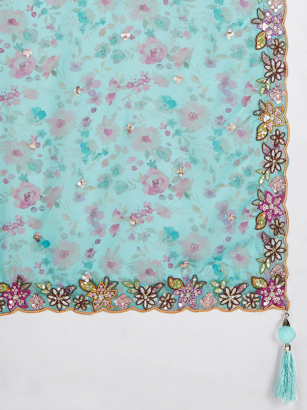 House of Panchhi Mauve Chiffon Sequins And Thread Embroidery Lehenga Choli & Dupatta - Distacart