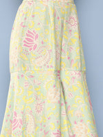 Thumbnail for Ahalyaa Women Sea Green Floral Printed Gotta Patti Kurti with Sharara & With Dupatta - Distacart