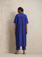 Thumbnail for trueBrowns Blue Silk High Slit Kurta Set