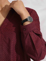 Thumbnail for trueBrowns Maroon Dobby Co-ord Set