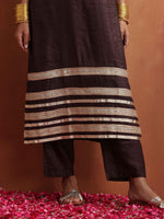 Thumbnail for trueBrowns Brown Metallic Straight Kurta Set - Distacart