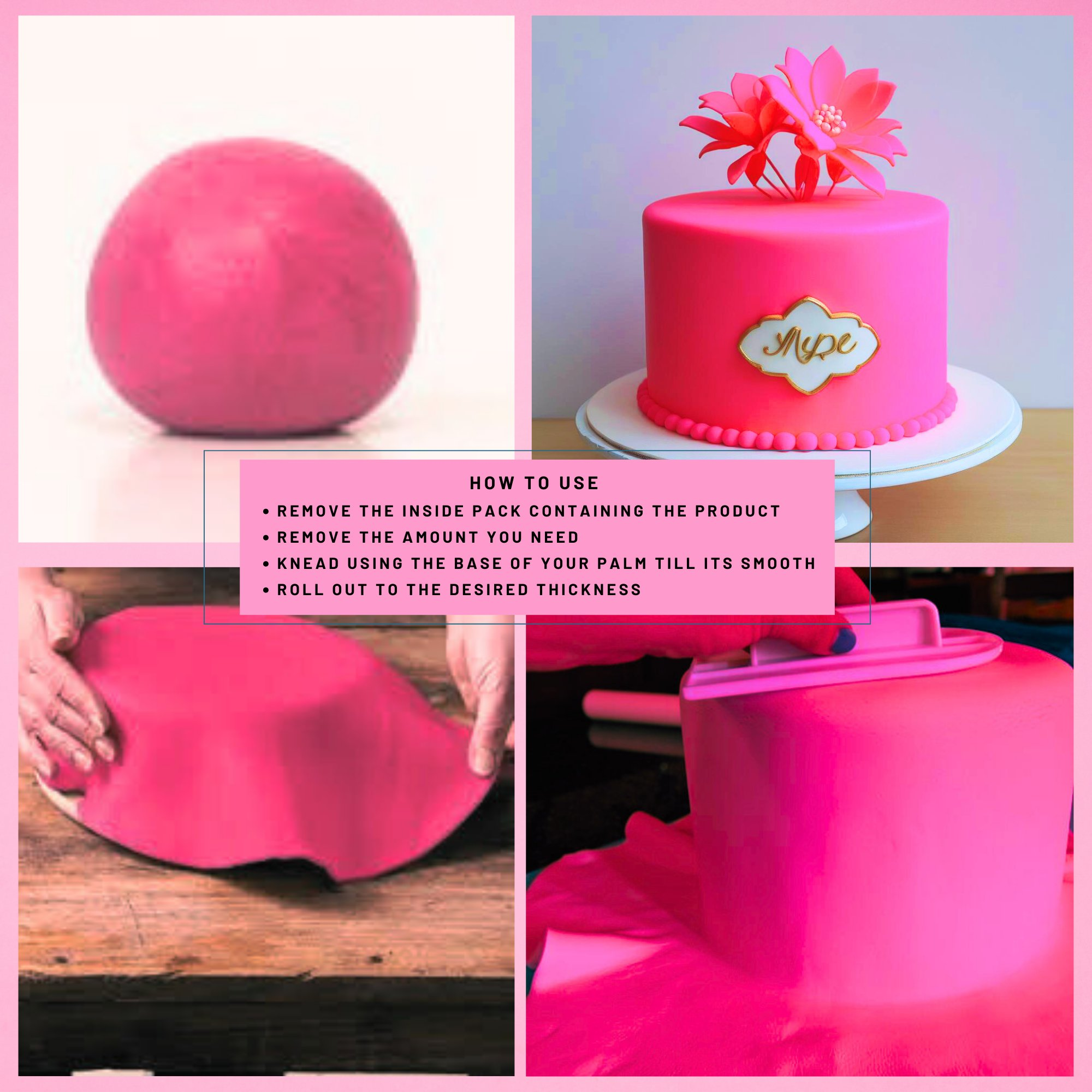 confect neon pink sugarpaste br b 250 gms b
