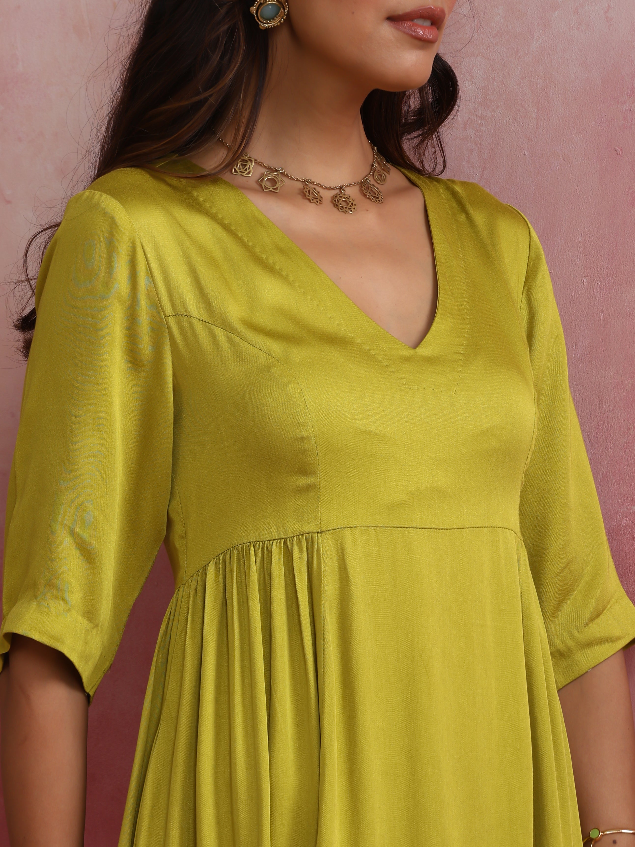 trueBrowns Modal Lime Green Dress - Distacart