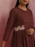Thumbnail for trueBrowns Brown Cotton Dobby Kurta Co-ord set