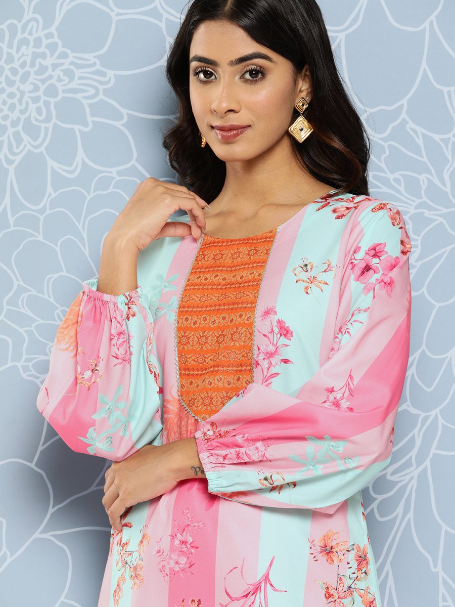 Ahalyaa Striped Ethnic Co-Ords - Distacart