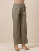 Thumbnail for trueBrowns Cotton Olive Green Flared Slit Kurta Pant Set - Distacart