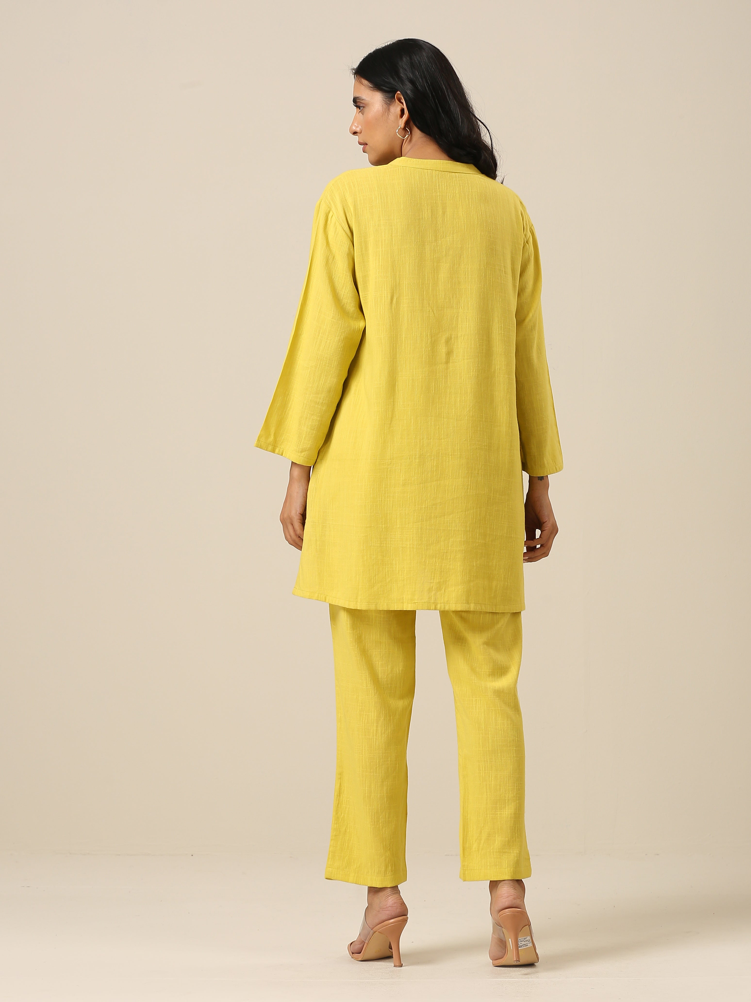 trueBrowns Lime Slub Texture Relax Fit Co-Ord Set - Distacart