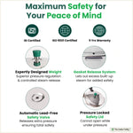 Thumbnail for The Indus Valley Tri-ply Stainless Steel Pressure Pan, Premium Quality, 3 Layer Thick Body, Heavy Bottom, 100% Food-safe, ISI Certified, Induction & Gas, 3.5/5L