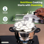 Thumbnail for The Indus Valley Premium Stainless Steel idlipot regular with mini idli plates-(3+1) Idli/ Momo Maker/  Veg Steaming Set, Tri-ply Induction Bottom, 4 Plates