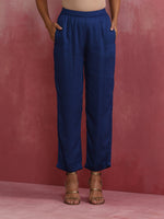Thumbnail for trueBrowns Blue Modal Flared Kurta Co-ord Set