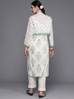 Thumbnail for Ahalyaa Floral Printed Regular Pure Cotton Kurta with Trousers & Jacket - Distacart