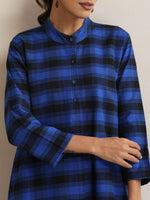 Thumbnail for trueBrowns Blue Check Flared Winter Dress
