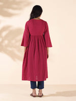 Thumbnail for trueBrowns Carrot Cotton Dobby Flared Kurta Pant Set - Distacart