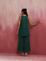 Thumbnail for trueBrowns Dark Green Cotton Dobby Kurta Co-ord set