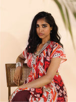 Thumbnail for trueBrowns Maroon Muslin Ikat Ready to Wear Saree - Distacart