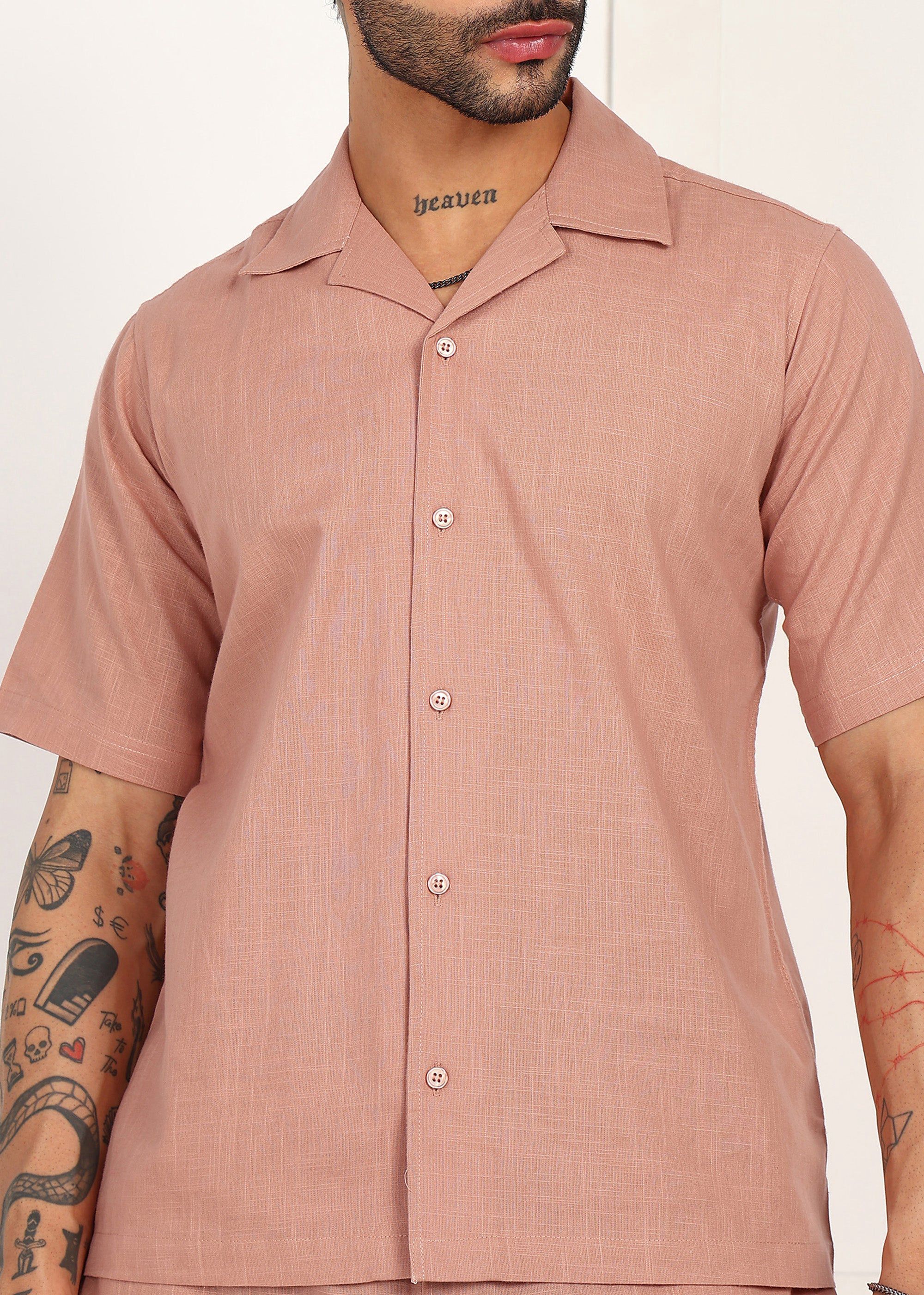 Fabmade Men’S Peach Linen Co-Ord Set - Distacart