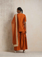 Thumbnail for trueBrowns Orange Silk Sharara Dupatta Set - Distacart