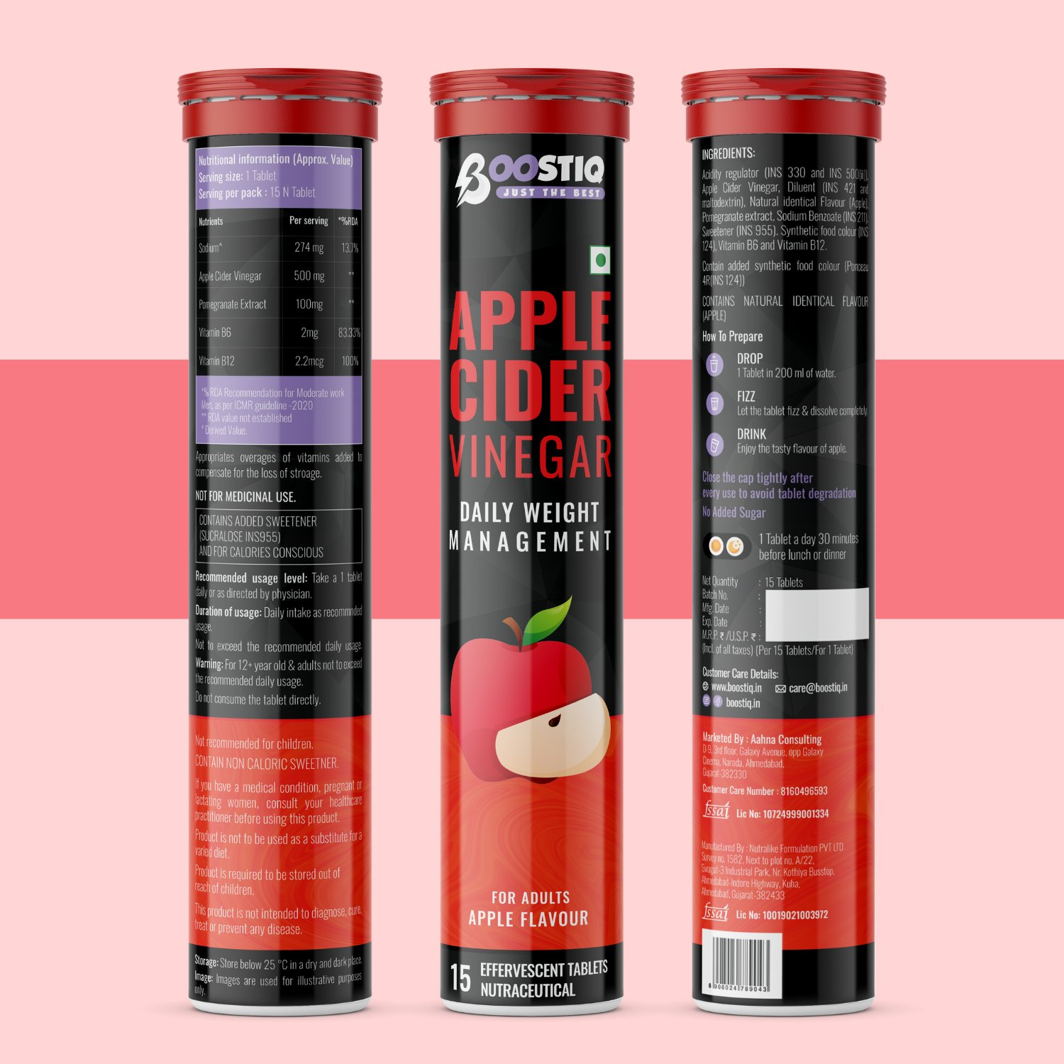 BOOSTIQ Apple Cider Vinegar Effervescent Tablets - Apple Flavour - Distacart