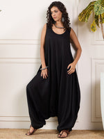 Thumbnail for InWeave Black Round Sleeveless Jumpsuit