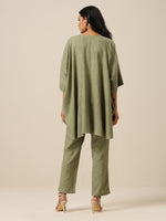Thumbnail for trueBrowns Sage Slub Texture Boxy Fit High Low Co-Ord Set - Distacart