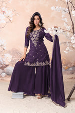 Thumbnail for Anaita Purple Vichitra Silk Readymade Suit with Coding Work - Dista