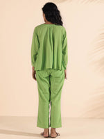 Thumbnail for trueBrowns Green Cotton Dobby Short Co-ord Set - Distacart
