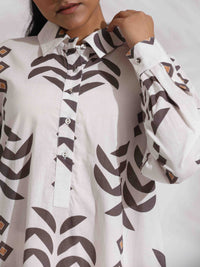 Thumbnail for trueBrowns White Cotton Stripe Print Kurta Co-ord Set