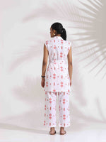 Thumbnail for trueBrowns White Cotton Print Tie-up Top & Pants Co-ord Set