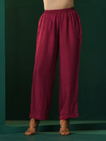 Thumbnail for trueBrowns Maroon Silk Relaxed Co-ord Set - Distacart