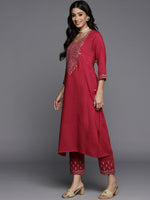 Thumbnail for Varanga Womens Embroidered Kurta Paired With Embroidered Trouser And Ombre Dupatta