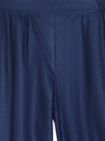 Thumbnail for Ahalyaa Girls Navy Blue Velvet Angrakha Gotta Patti Kids Kurta with Palazzos - Distacart