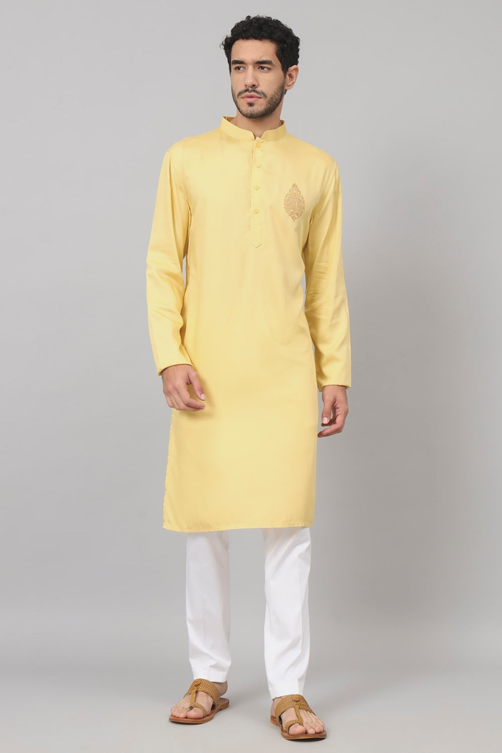 Paisley Embroidered Cotton Kurta by Hilo Design - Distacart