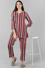 Thumbnail for Ahika Multi Colour Cotton Striped Night Suit - Distacart