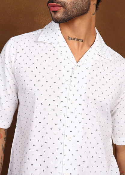 Fabmade Micro Print Short Sleeve Shirt - Distacart