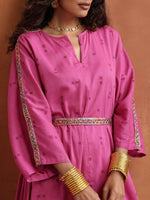 Thumbnail for trueBrowns Pink Print Kaftan Kurta Co-ord Set