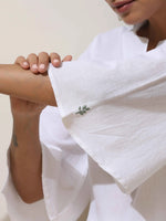 Thumbnail for trueBrowns White Cotton Linen Kurta Pant Set
