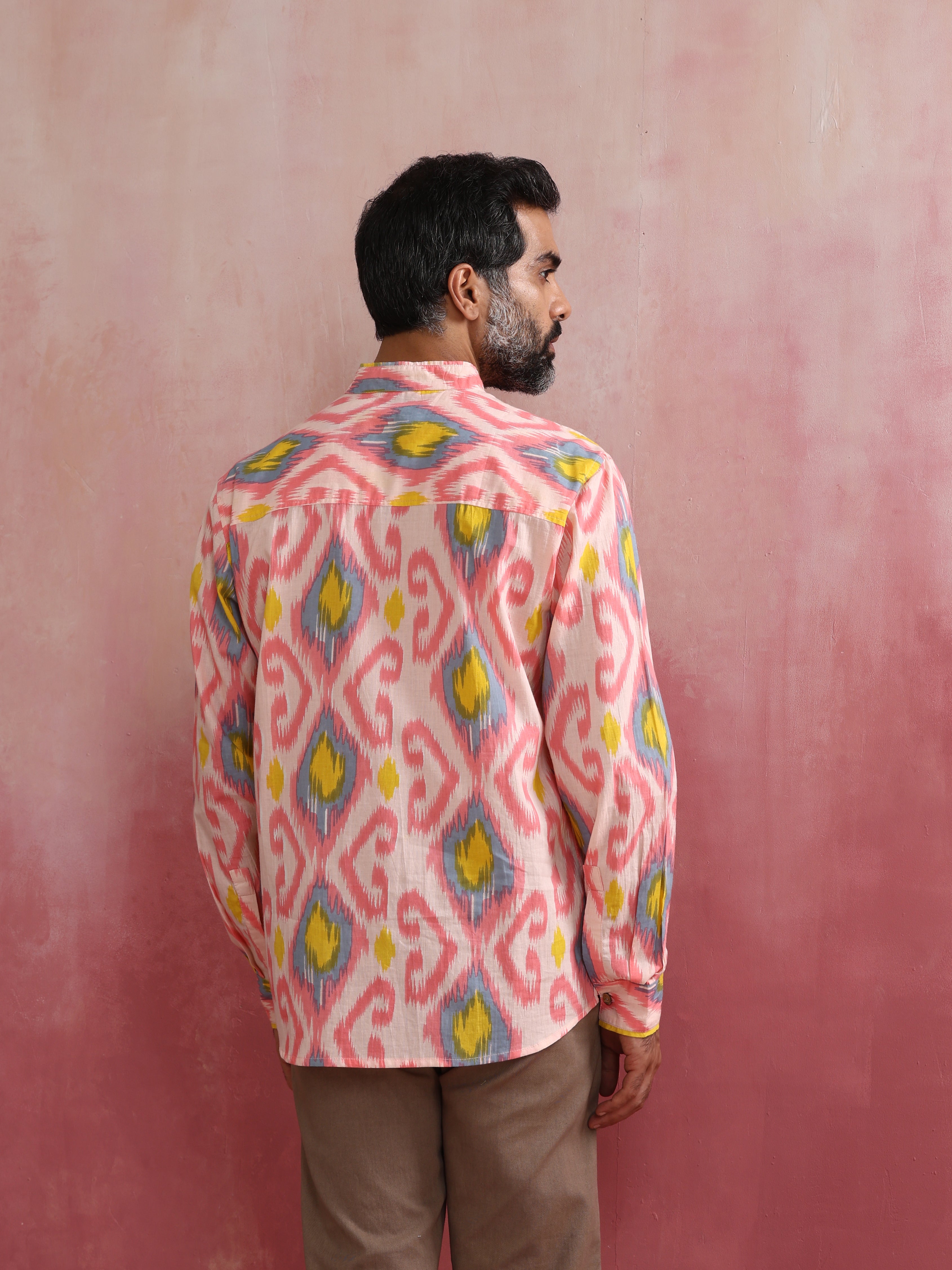 trueBrowns Men's Lime Ikat Print Cotton Shirt - Distacart