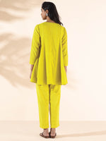 Thumbnail for trueBrowns Lime Cotton Dobby Flared Co-ord Set - Distacart