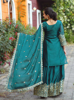 Thumbnail for Yash Enterprise Festive Teal Green Sequence Embroidered Work Readymade Salwar Suit