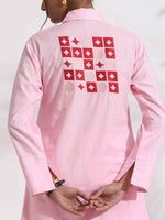 Thumbnail for trueBrowns Pink Cotton Embroidered Kurta Set