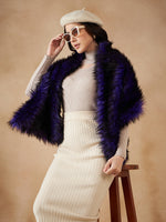 Thumbnail for InWeave Purple Black Faux Fur Cape