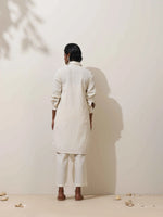 Thumbnail for trueBrowns Off-White Cotton Linen Kurta Co-Ord Set